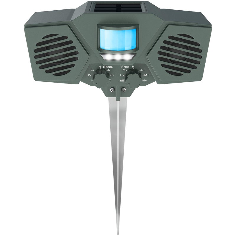 Hoont Solar Powered Motion Activated Ultrasonic with Flashing Strobe Light Outdoor Animal, Deer and Pest Repeller - Image 1